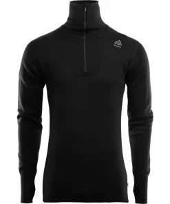 Aclima DoubleWool Polo with Zip Man Jet Black/Marengo