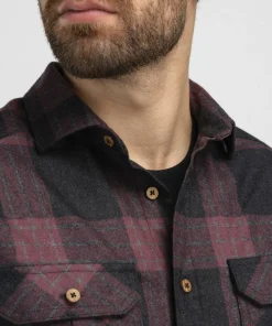 Aclima Men's ReBorn Woolshirt Check Dark Grey/Bordeaux