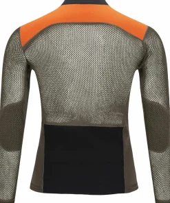 Aclima Men's WoolNet Hybrid Mockneck Jet Black/Tarmac/Gold Flame