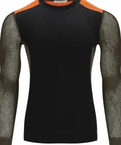 Aclima Men's WoolNet Hybrid Crew Neck Jet Black/Tarmac/Gold Flame