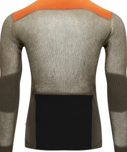 Aclima Men's WoolNet Hybrid Crew Neck Jet Black/Tarmac/Gold Flame