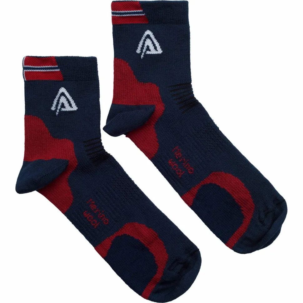 Aclima Running Socks 2-Pack Blue/ Red/ White