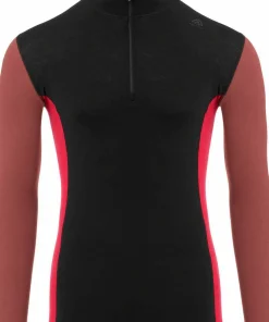 Aclima WarmWool Mock Neck with Zip Man Jet Black/Spiced Apple/Jester Red