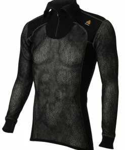 Aclima Woolnet Polo With Zip Men's Jet Black