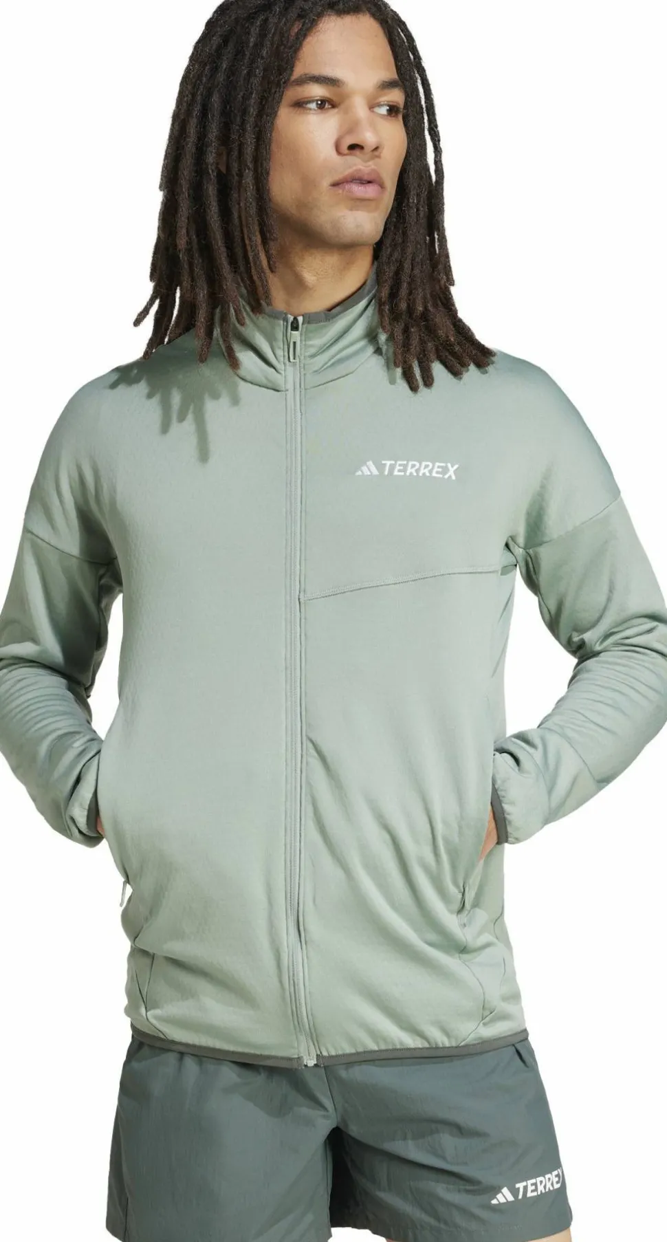 Adidas Men's Terrex Xperior Climawarm Light Fleece Jacket Silver Green