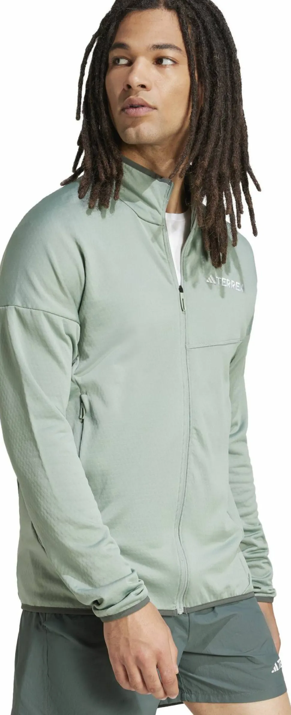 Adidas Men's Terrex Xperior Climawarm Light Fleece Jacket Silver Green