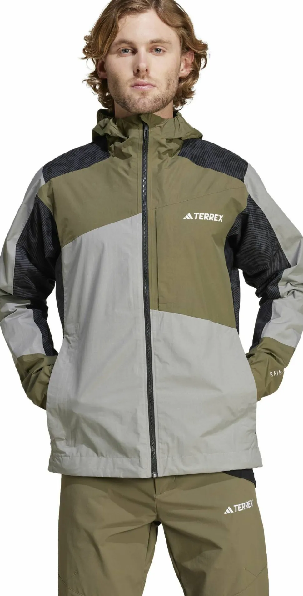 Adidas Men's Terrex Xperior Hybrid RAIN.DRY Jacka Charcoal Solid Grey/Olive Strata/Carbon