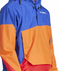 Adidas Men's Terrex Xploric 2.5L Climaproof Anorak Semi lucid blue/ Semi impact orange / Pure ruby