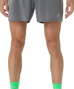 Asics Men's Road 5in Short Clay Grey/Steel Grey/Illuminate Green