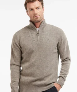 Barbour Men's Essential Lambswool Half Zip Knitted Jumper Dark Stone