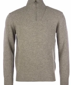 Barbour Men's Essential Lambswool Half Zip Knitted Jumper Dark Stone