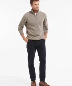 Barbour Men's Essential Lambswool Half Zip Knitted Jumper Dark Stone