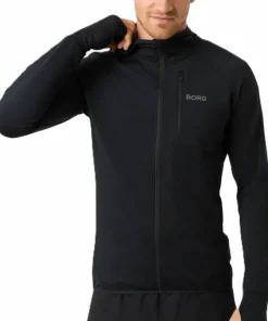 Björn Borg Men's Borg Running Mid Layer Hood Black Beauty