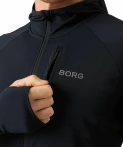 Björn Borg Men's Borg Running Mid Layer Hood Black Beauty