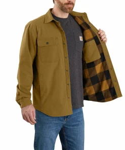 Carhartt Men's Canvas Fleece-Lined Shirt Jacket Oak Brown