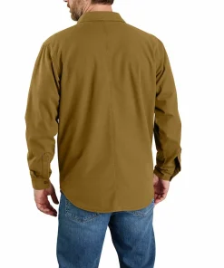 Carhartt Men's Canvas Fleece-Lined Shirt Jacket Oak Brown