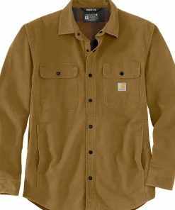 Carhartt Men's Canvas Fleece-Lined Shirt Jacket Oak Brown
