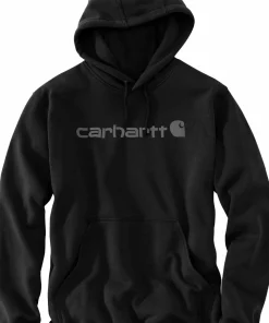 Carhartt Men's Signature Logo Hooded Sweatshirt Black/gray