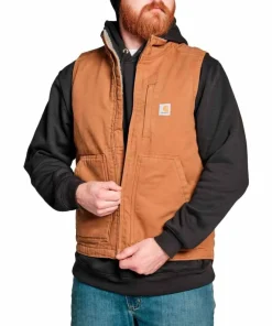 Carhartt Men's Washed Duck Lined Mock Neck Vest Carhartt® Brown