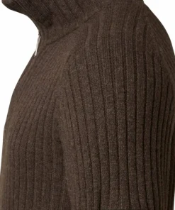 Chevalier Men's Antony Half Zip Wool Pullover Antler Brown