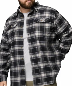 Columbia Men's Flare Gun Stretch Flannel Black Two Lane Tartan