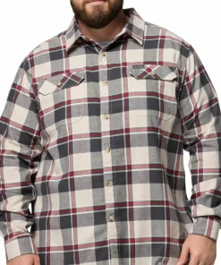Columbia Men's Flare Gun Stretch Flannel Dark Stone Trails Edge Plaid