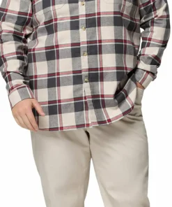 Columbia Men's Flare Gun Stretch Flannel Dark Stone Trails Edge Plaid