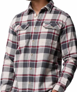Columbia Men's Flare Gun Stretch Flannel Dark Stone Trails Edge Plaid