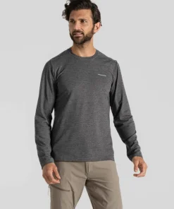 Craghoppers Men's Nosilife Abel Long Sleeved T-Shirt Black Pepper Marl