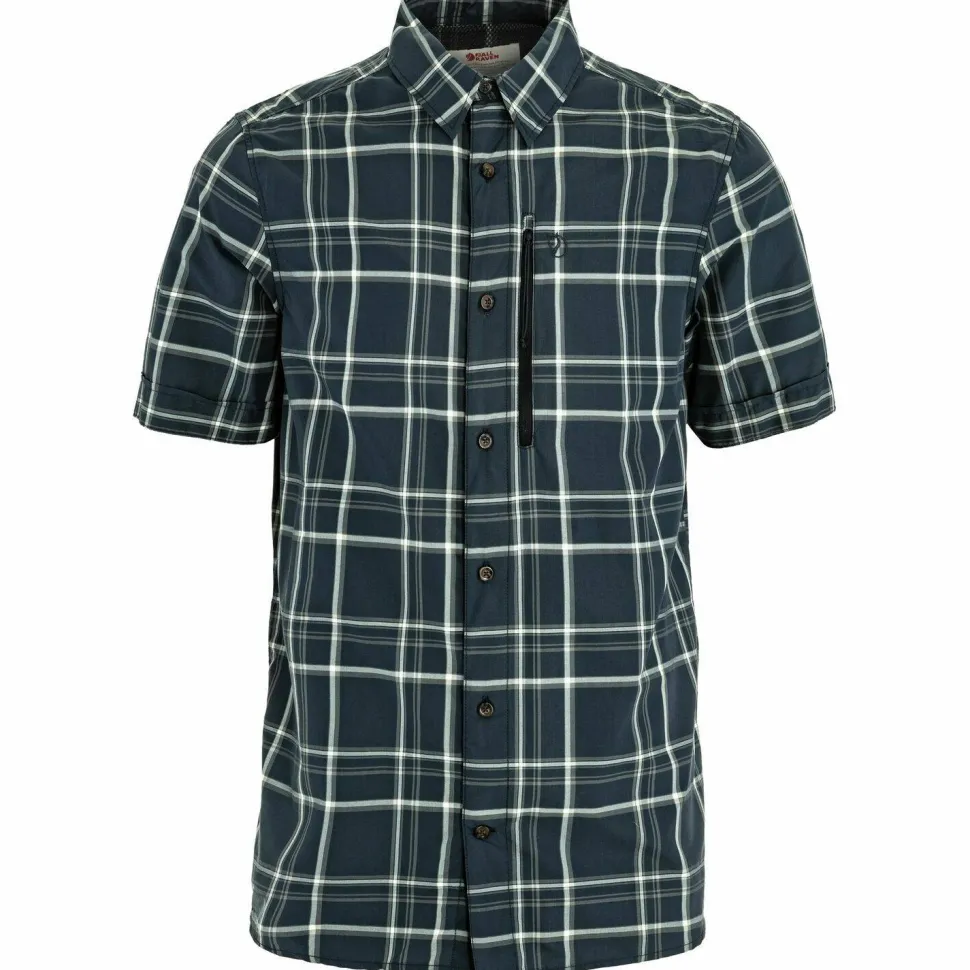 Fjällräven Men's Abisko Hike Shirt Short Sleeve Dark Navy-chalk White