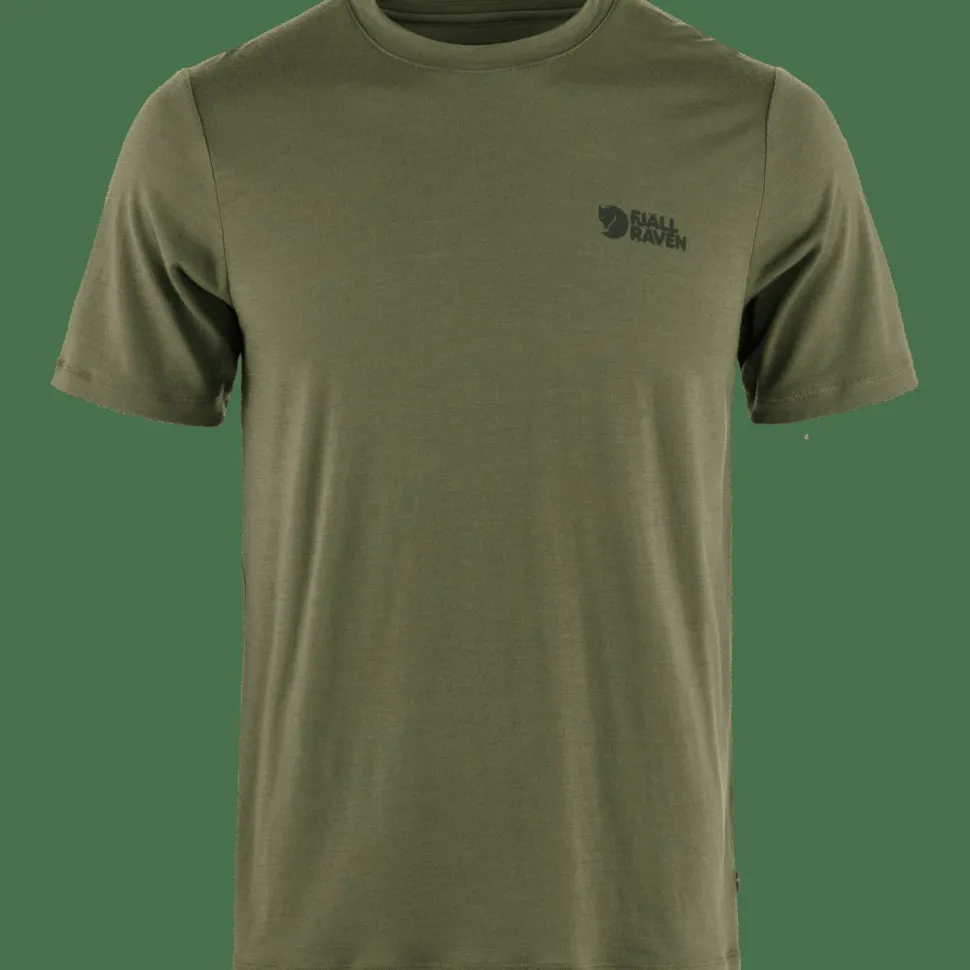 Fjällräven Men's Abisko Wool Logo Short Sleeve Laurel Green