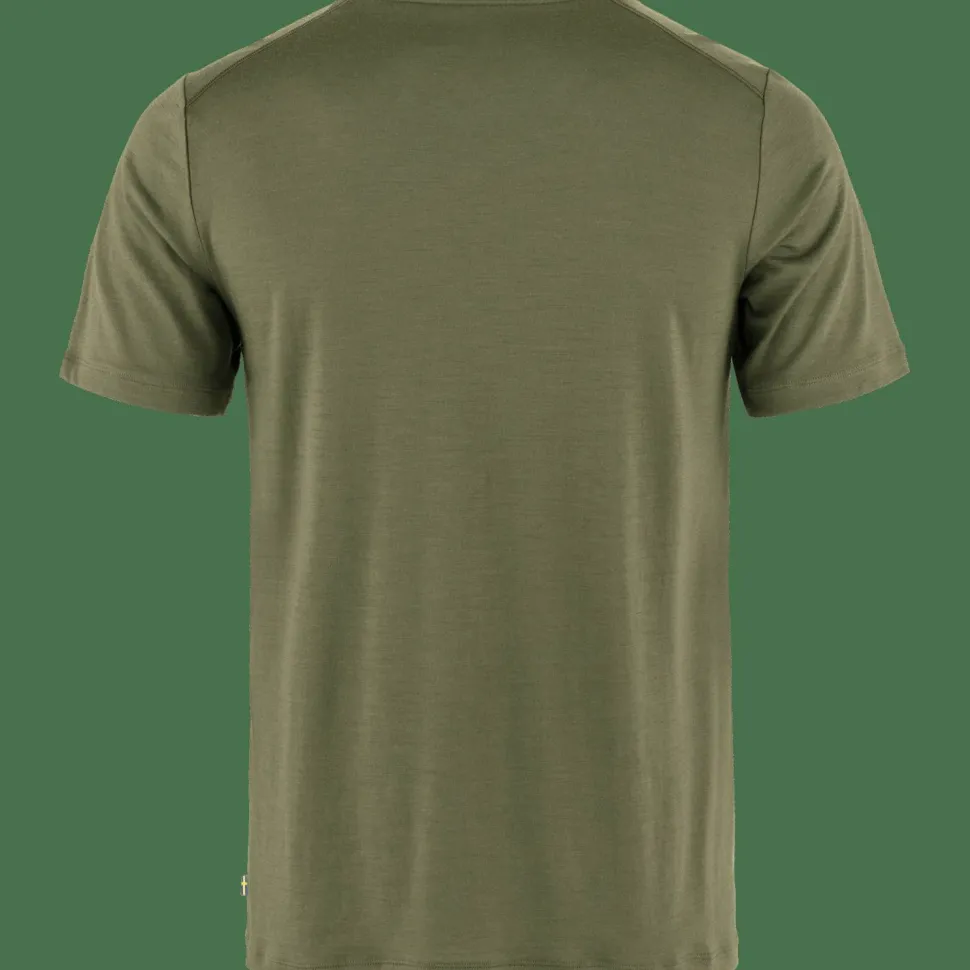 Fjällräven Men's Abisko Wool Logo Short Sleeve Laurel Green