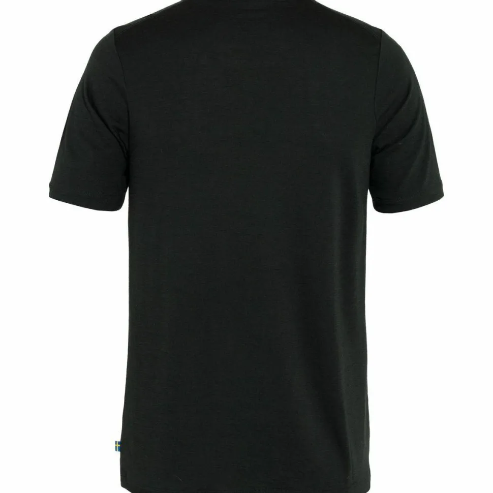 Fjällräven Men's Abisko Wool Logo Short Sleeve Black