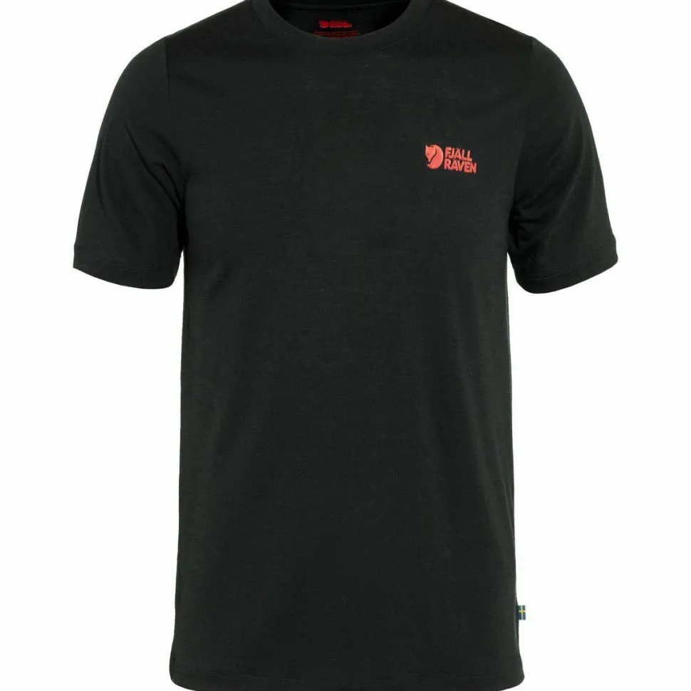 Fjällräven Men's Abisko Wool Logo Short Sleeve Black