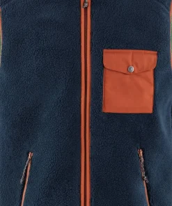 Fjällräven Men's Vardag Pile Fleece Vest Navy-Autumn Leaf