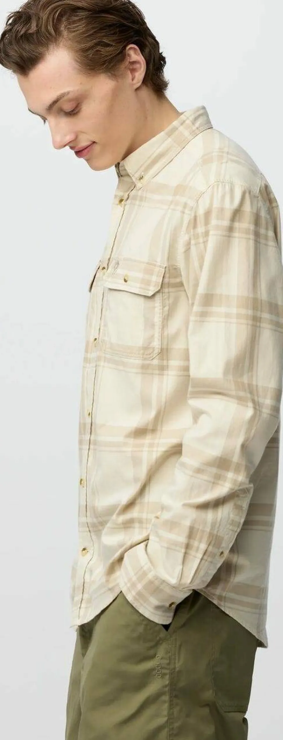Fjällräven Men's Övik Lite Flannel Shirt Chalk White-fossil