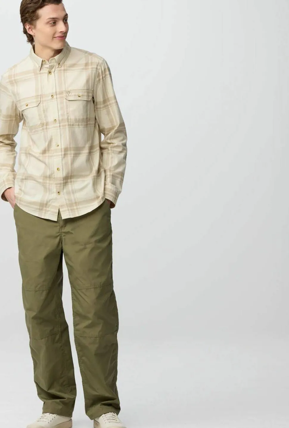 Fjällräven Men's Övik Lite Flannel Shirt Chalk White-fossil