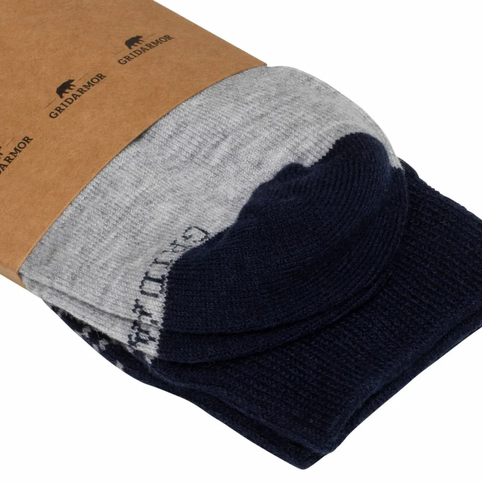 Gridarmor Heritage Merino Socks Lt. Grey/Dk Navy/White