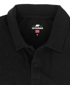 Gridarmor Men's Merino Wool Polo Tee Black Beauty