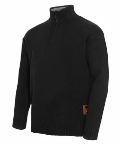 Gridarmor Men's Snøkrystall Solid Half Zip Ullgenser Black Beauty