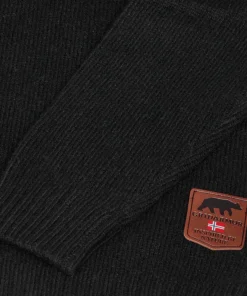 Gridarmor Men's Snøkrystall Solid Half Zip Ullgenser Black Beauty