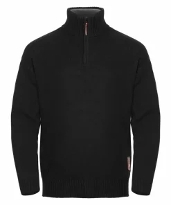 Gridarmor Men's Snøkrystall Solid Half Zip Ullgenser Black Beauty