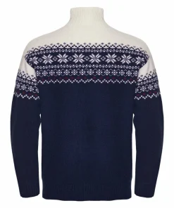 Gridarmor Men's Snøkrystall Half Zip Ullgenser Dark Navy/White/Red