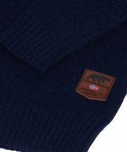 Gridarmor Men's Snøkrystall Half Zip Ullgenser Dark Navy/White/Red