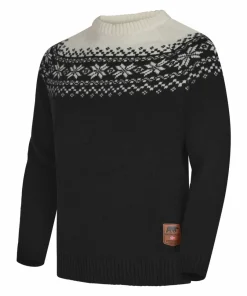 Gridarmor Men's Snøkrystall Round Neck Ullgenser Black/White