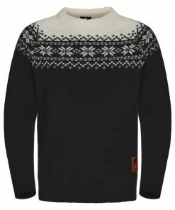 Gridarmor Men's Snøkrystall Round Neck Ullgenser Black/White