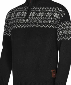 Gridarmor Men's Snøkrystall Half Zip Ullgenser Black/White