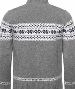 Gridarmor Men's Snøstjerne Full Zip Ullgenser Mid Grey Melange