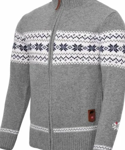Gridarmor Men's Snøstjerne Full Zip Ullgenser Mid Grey Melange