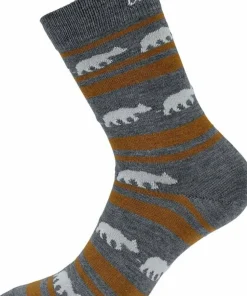 Gridarmor Striped Bear Merino Socks Grey/Beige/White
